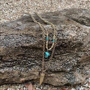 Chico's Gold and Blue Necklace with Elegant Design